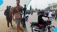 Okada rider escapes mob attack after knocking down white man’s dog at Nungua Coco Beach
