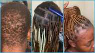 Ghanaian hairdresser turns lady's short hair into long braids in viral video: "Are you a magician"