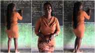 Video of female teacher with beautiful shape writing on blackboard goes Viral