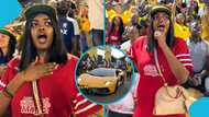 Peller's girlfriend Jarvis in Ghana, overjoyed as she spots Lamborghini at Accra Sports Stadium