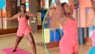 Ahuofe Patri flaunts curves in gym wear for yoga session, video and photos emerge