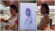 Ghanaian artist stuns pretty food vendor with the beautiful sketch: “Her reaction is priceless"