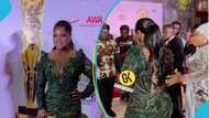 Jackie Appiah looks charming in a green glittering lace gown to the 2025 Ghana Movie Awards
