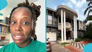Ghanaian lady shows off huge mansion her father left as an inheritance, video goes viral