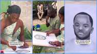Pretty Ghanaian bride proves love to groom with amazing sketch of him on wedding day, adorable video melts hearts