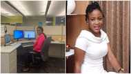 Lady gets good job in Canada months after leaving Nigeria, celebrates with nice office picture