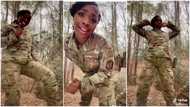 Beautiful lady serving in US Army dances inside bush with uniform in viral video, men want to marry her