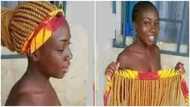 New fashion alert: Photo of lady showing off unique braided African print wig sparks mixed reactions online