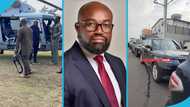 McDan storms Kumasi in grand style with a helicopter and a large fleet of expensive cars, video awes many
