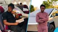 Kojo Forex shows off the documents of his tesla Cybertruck to prove he owes it, peeps react