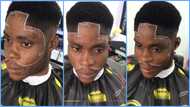 Ghanaian barber causes stir as he shares new look of client after haircut: "Looks like small poles"