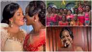 Ghanaian bride Adwoa and her lovely mother look stunning in matching lace gowns