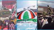 Ghanaian chief waves NDC flag during festival possession in Agona, peeps react