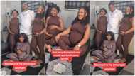 Man poses with 3 pregnant women in 1 photoshoot session, video goes viral, people ask questions