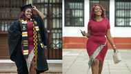 Pretty lady with 'coca cola figure' celebrates graduating from UG with 2nd class upper in Chinese