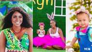 Yvonne Nelson's daughter spotted eating beans and gari (Photo)