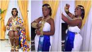 Hajia Bintu looks stunning in traditional cloth and gold ornaments, dances in video