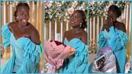 Beautiful Ghanaian bride receives bouquet of flowers with latest iPhone model, shed tears