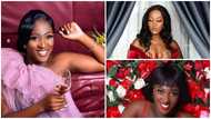 2021 GMB contestant Dede looks awesome like a bride as she slays in corseted kente dress