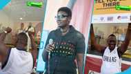 Video of Akrobeto supporting Afua Asantewaa at her GWR sing-a-thon melts hearts, he dances and holds placards