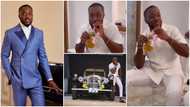 Kennedy Osei chills at lavish baby christening party; shows off luxury watch and outfit in video; fans gush