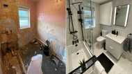 Son renovates old bathroom to construct a new one for his mother