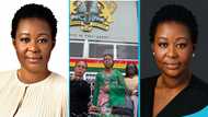 Newly-elected MP Ewurabena Aubynn looks exquisite in a stylish kente outfit for her swearing-in ceremony