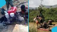 Illegal miners replace machines that were earlier burnt by soldiers