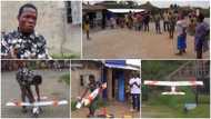 20-yr-old ss3 student builds drone from local materials, people gather around to watch him