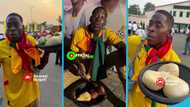 Ghana v Mali WCQ: Agooji happily eats 3 balls of banku and pepper at the Accra Sports Stadium