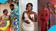 Amandzeba’s 25-year-old daughter trends as she flaunts her full bosom in a stylish gown for her white wedding
