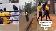 Black Sherif meets his classmates in town; hugs them and takes their numbers in video