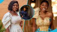 Ghana's Most Beautiful host Cookie Tee looks resplendent in a blue ruched lace dress and flawless makeup