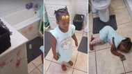 Child's dramatic reaction to getting caught drawing all over the bathroom has many in stitches