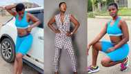 No-makeup: Ahuofe Patri causes stir as she flaunts her flat tummy in revealing fitness wear