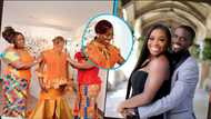 Ghanaian bride who lives in Canada looks heavenly in a stunning corseted kente gown