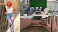 Woman transforms her backyard into a beautiful sitting area