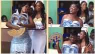 Ghanaian bride looked fabulous in a lace gown that prevents her husband from hugging her in public