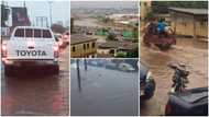 Videos of floods after rains in Accra emerge, 'Aboboyaa' carrying people to cross overturns in one
