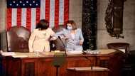 Nancy Pelosi, Kamala Harris become 1st women to stand with President during address to Congress