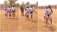 3 female 'corpers' hold each other, march funnily in front of soldier in viral video, Nigerians react