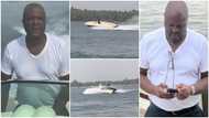 Ibrahim Mahama: Engineers And Planners Boss Drifts Speed Boat On Open Sea; Fans Marvel At His Skills