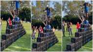 Man takes crate challenge to another level; climbs with bicycle in video