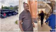 African billionaire flaunts his huge mansion with luxury cars parked in the compound