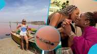 Akufo-Addo's daughter flaunts classy leopard-print swimwear to relax in Senegal's pink lake