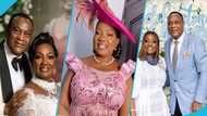 Rev. Sam Korankye Ankrah's gorgeous wife rocks pink lace dress, flawless makeup and GH¢7,200 Versace pumps