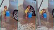 2-year-old girl washes mum's car alone in viral video, netizens react: "Pay her well"