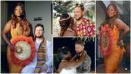 Interracial couple: Ghanaian lady with lover slay in Kente as they marry in beautiful wedding, videos emerge