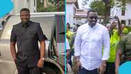 John Dumelo visits church in his constituency, kneels for prayers: “Blessings go dey follow you”