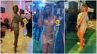 Michy slays in see-through gold lace dress at event, causes stir as she flaunts flawless skin in video